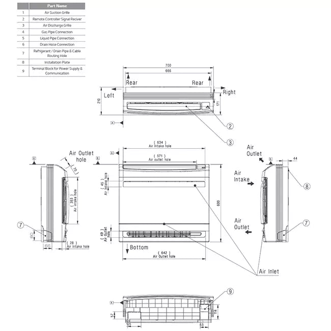 LG Console Inverter wand airco UQ18-S R32 5,0 kW set