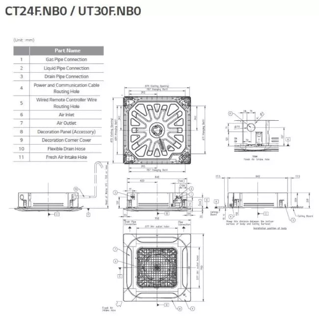 LG Cassette airco met afdekplaat UT36F-Compact R32 9,5 kW set