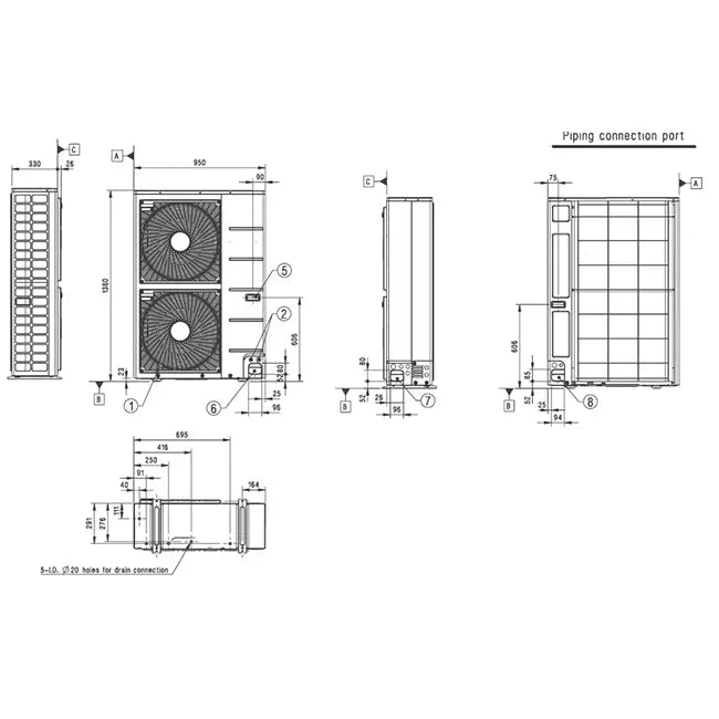 LG Cassette airco met afdekplaat UT48F-S R32 13,4 kW set