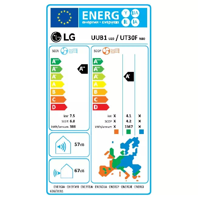 LG Cassette airco met afdekplaat UT36F-Compact R32 9,5 kW set
