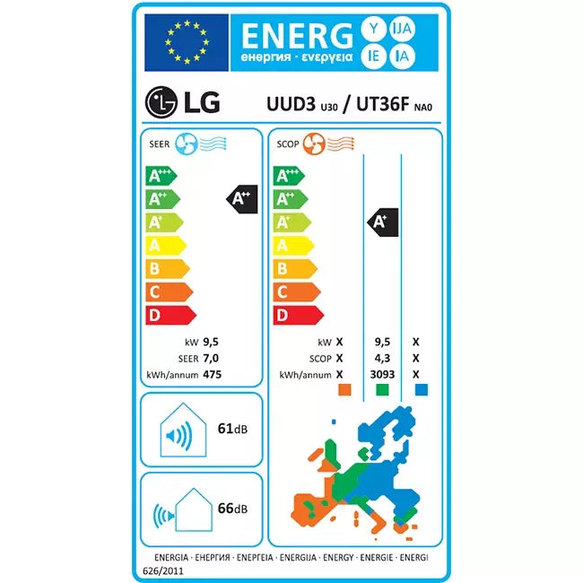 LG Cassette airco met afdekplaat UT36F-S R32 9,5 kW set