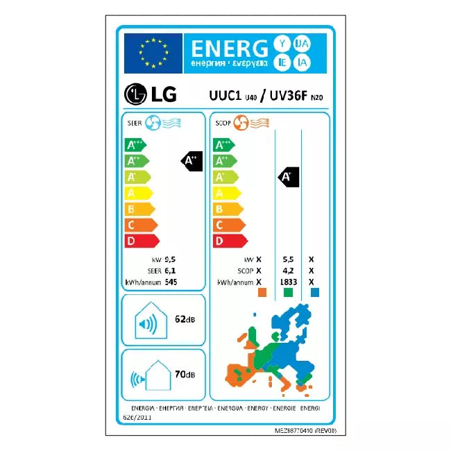 LG Plafond onderbouw Inverter airco UV42F-S R32 12,0 kW set