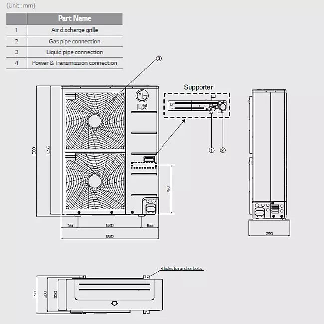 LG-UB85 23,0 kW 410A Kanaal inverter set binnen en buitenunit