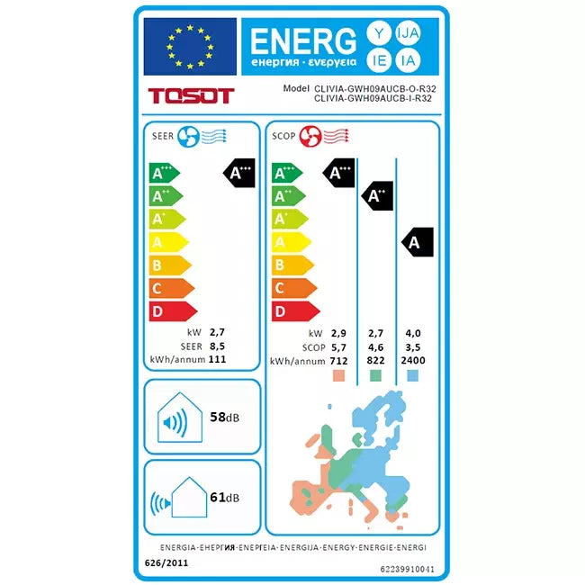 Tosot CLIVIA by GREE Inverter airco Black R32 3,5 kW set